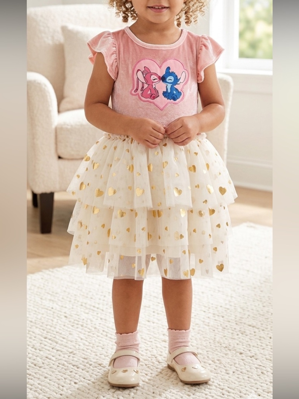 Disney Stitch & Angel Velvet Tutu Dress - Size 3T